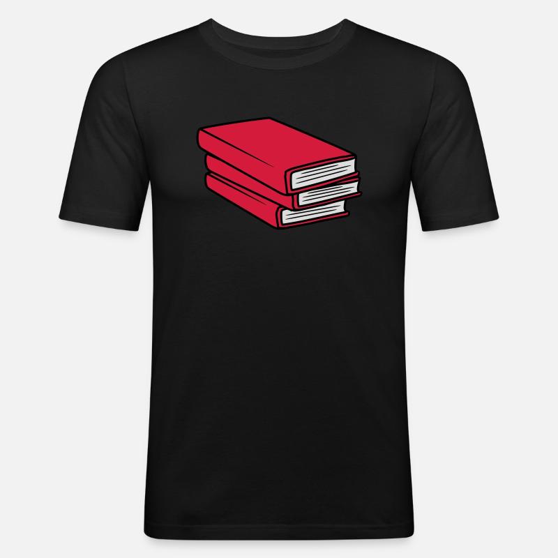 3 Books Stack Design - Men's Slim Fit T-Shirt - black