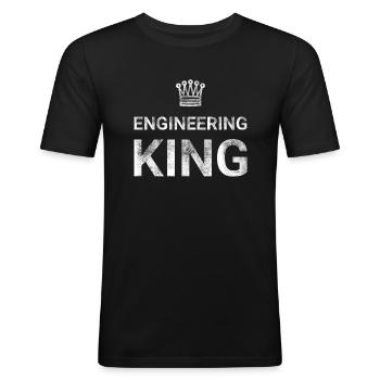 Roi de l’ingénierie - T-shirt près du corps Homme - noir - Devant - Nik (191cm)