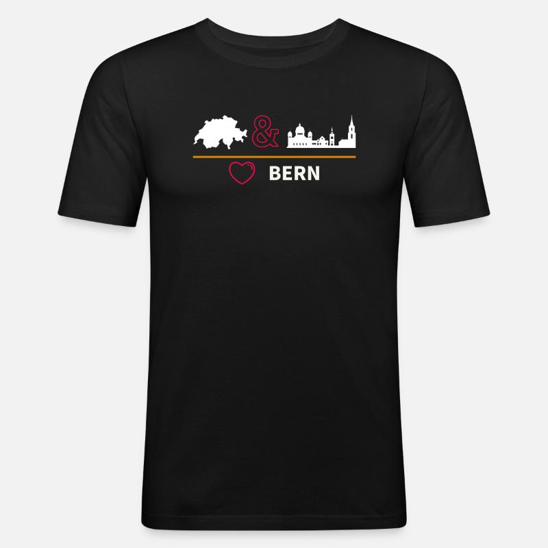 BERN - Männer Slim Fit T-Shirt - Schwarz