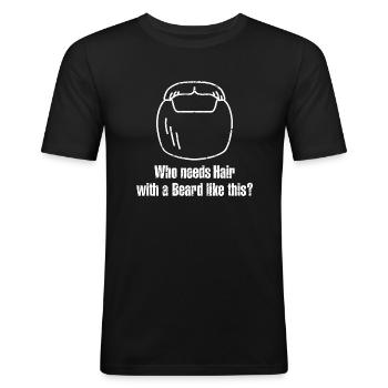 qui a besoin de cheveux avec une barbe comme celle-ci - T-shirt près du corps Homme - noir - Devant - Nik (191cm)