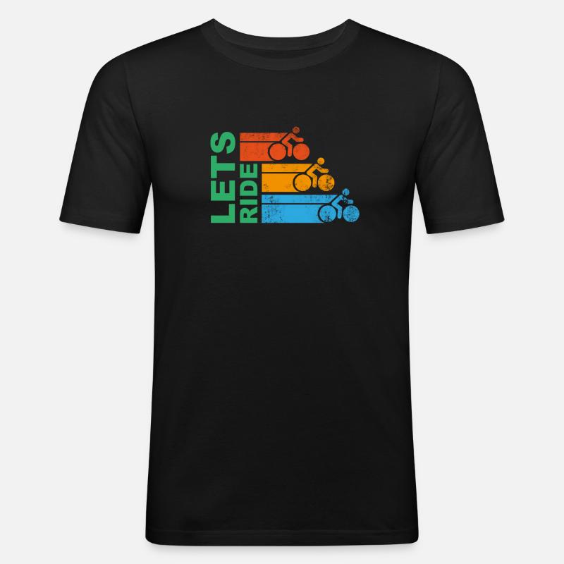 Lets Ride Cycling - Männer Slim Fit T-Shirt - Schwarz
