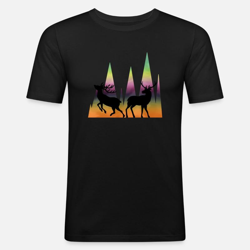 Hirsch - Männer Slim Fit T-Shirt - Schwarz