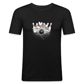 Strike Bowling - Men's Slim Fit T-Shirt - black - Front - Nik (191cm)