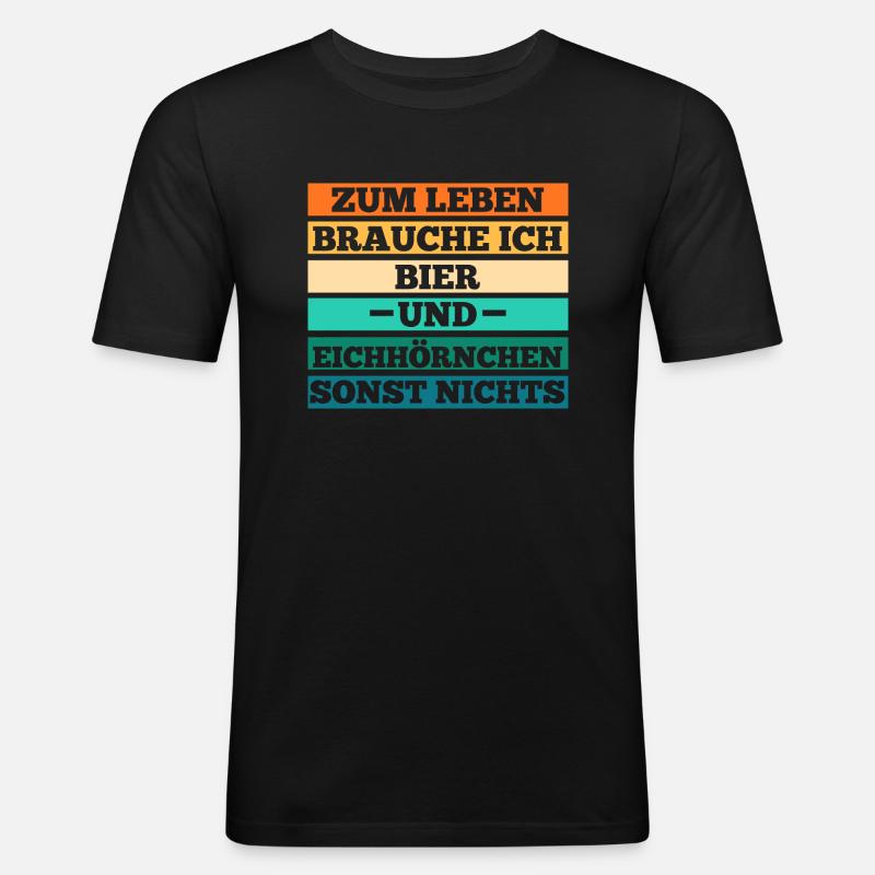 Bier Eichhörnchen - Männer Slim Fit T-Shirt - Schwarz