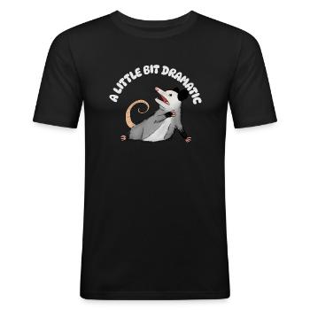 A little bit Dramatic - Opossum - Männer Slim Fit T-Shirt - Schwarz - Vorne - Nik (191cm)