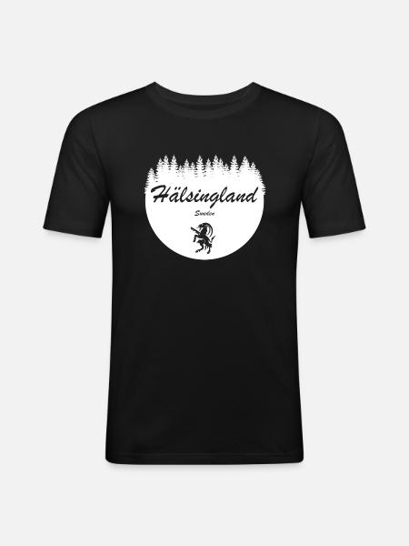 Hälsingland Sweden Stickers Holiday Bock - Men's Slim Fit T-Shirt - black