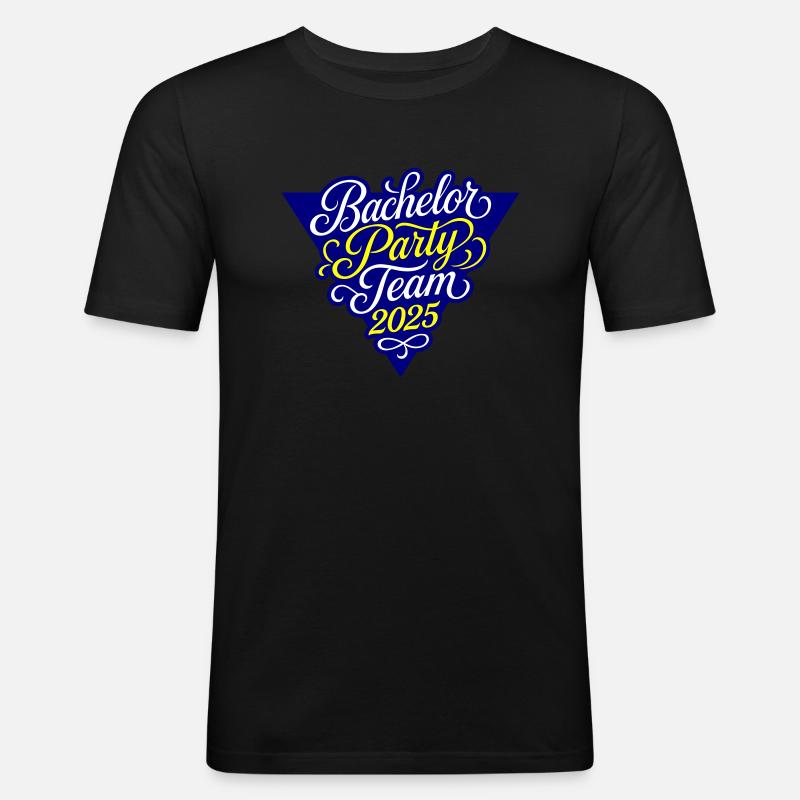 Bachelor Party Team 2025 - Männer Slim Fit T-Shirt - Schwarz