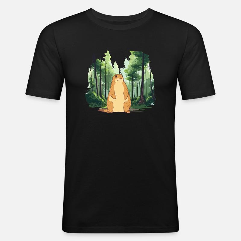Starke Murmeltier-Naturlandschaft - Männer Slim Fit T-Shirt - Schwarz