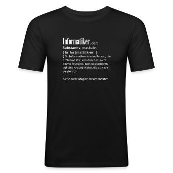 Definition Informatiker - Männer Slim Fit T-Shirt - Schwarz - Vorne - Nik (191cm)