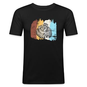 racoon - Men's Slim Fit T-Shirt - black - Front - Nik (191cm)