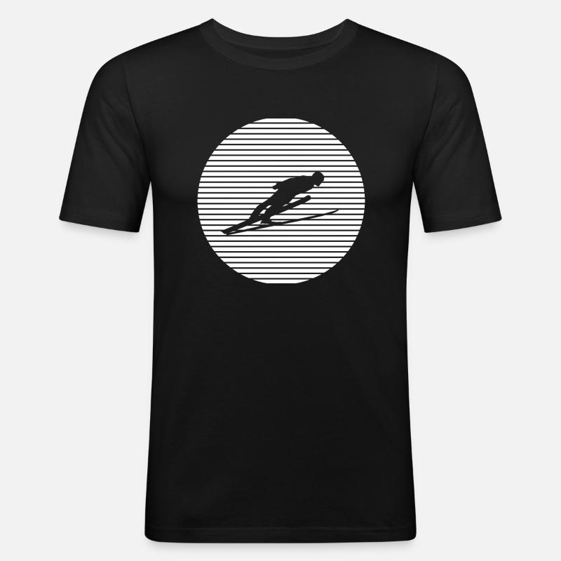 Skispringen - Männer Slim Fit T-Shirt - Schwarz