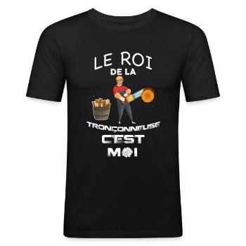 Papa roi de la tronçonneuse cadeau métier fôret - T-shirt près du corps Homme - noir - Devant - Nik (191cm)