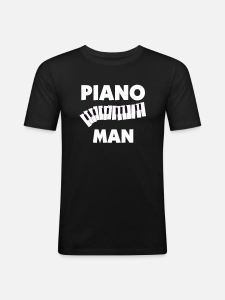 Piano Man - Männer Slim Fit T-Shirt - Schwarz