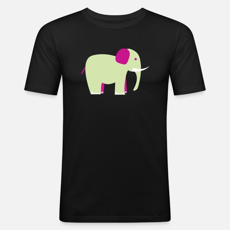 Elefant - Männer Slim Fit T-Shirt - Schwarz
