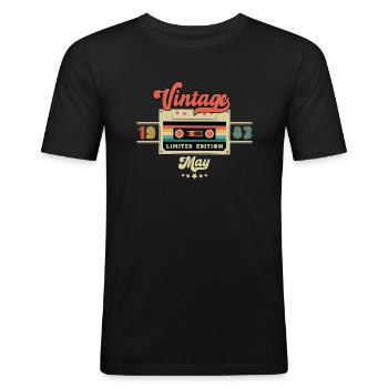 Vintage Mai 1983 Cassette de Musique - Edition Limitée - T-shirt près du corps Homme - noir - Devant - Nik (191cm)