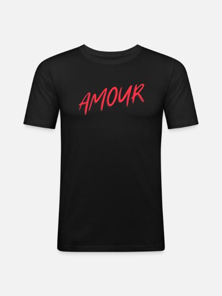 "Amour" red, design t-shirt - Men's Slim Fit T-Shirt - black