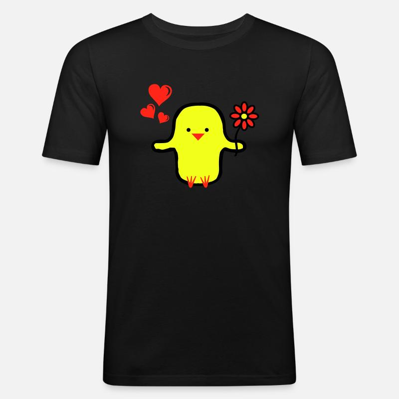 cute bird in love - Männer Slim Fit T-Shirt - Schwarz