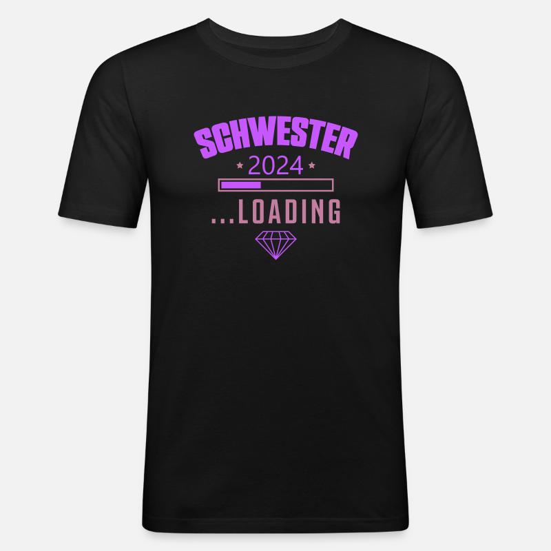 schwester 2024 loading - Männer Slim Fit T-Shirt - Schwarz