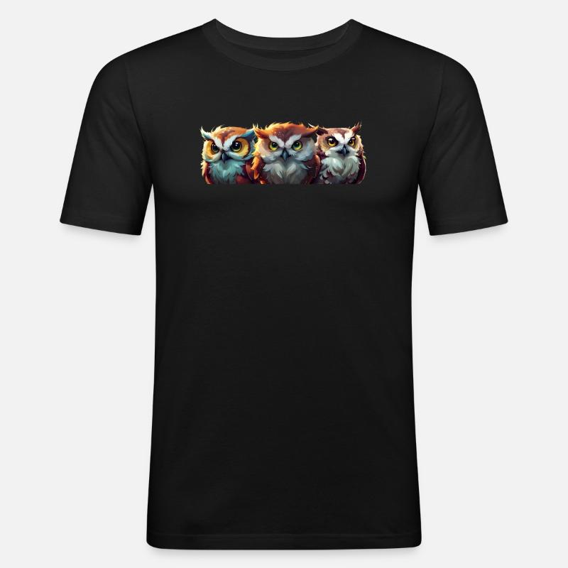 Eulengang Eulen - Männer Slim Fit T-Shirt - Schwarz