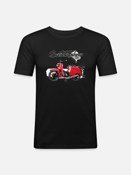Schwalbe (rot / Zweitaktfahrer) // Illustration - Männer Slim Fit T-Shirt - Schwarz