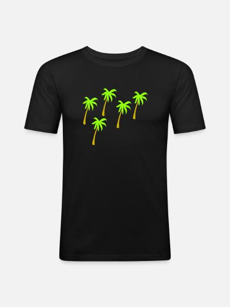 5 Palmen 2farbig - Männer Slim Fit T-Shirt - Schwarz