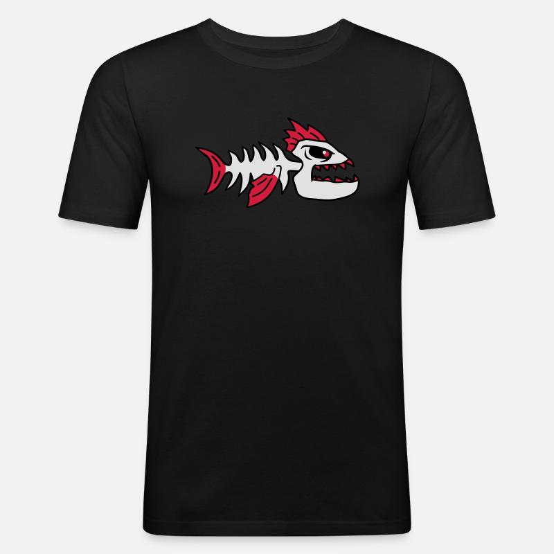 Fish Bone Punk Monster - Männer Slim Fit T-Shirt - Schwarz
