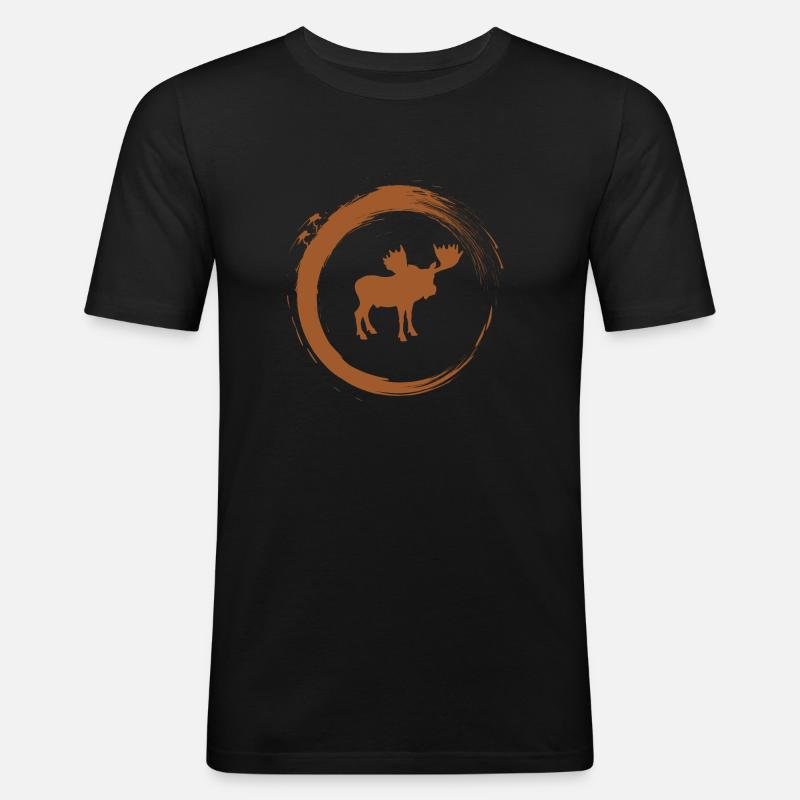 Elch - Männer Slim Fit T-Shirt - Schwarz