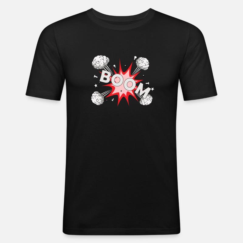 Comic Boom - Männer Slim Fit T-Shirt - Schwarz