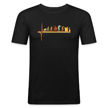 Gaming EKG Herzschlag Evolution Retro Gamer - Männer Slim Fit T-Shirt - Schwarz - Vorne - Nik (191cm)