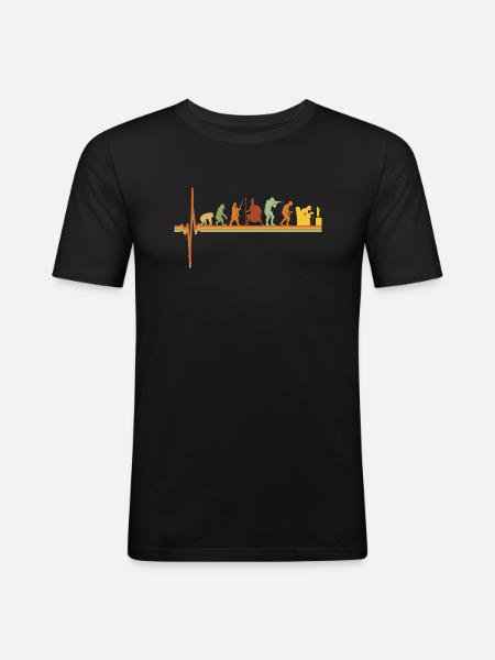 Gaming EKG Hjerteslag Evolution Retro Gamer - Herre Slim Fit T-Shirt - sort