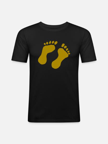 Impression pied - T-shirt près du corps Homme - noir
