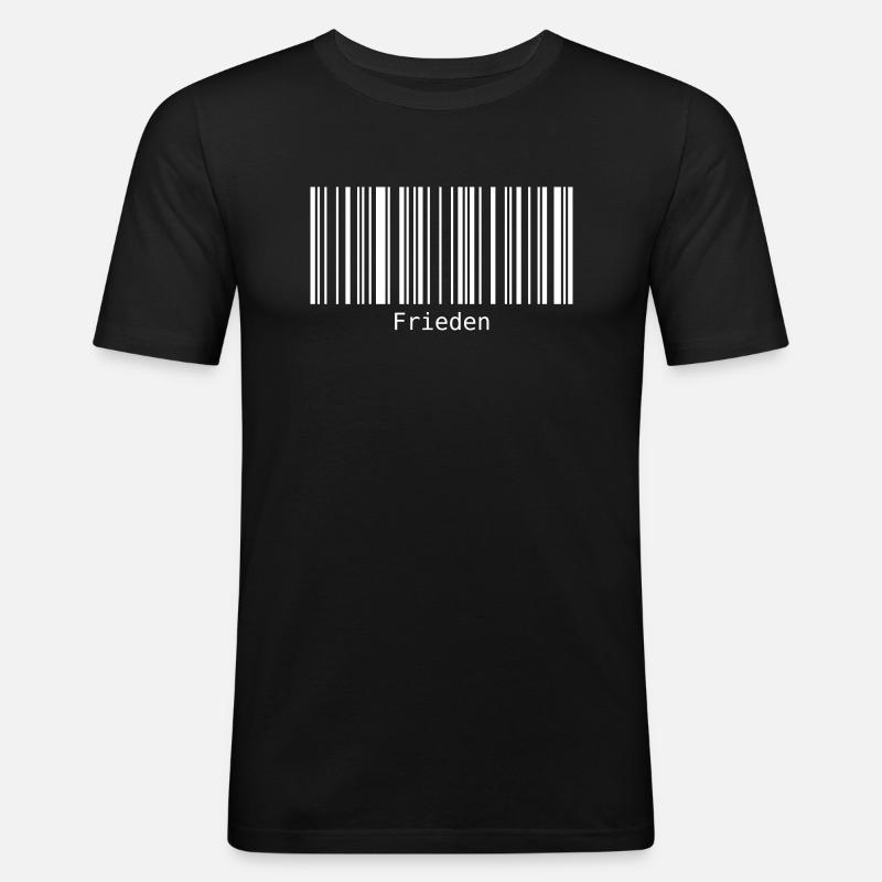 Frieden Barcode Friedenszeichen Strichcode Symbol - Männer Slim Fit T-Shirt - Schwarz