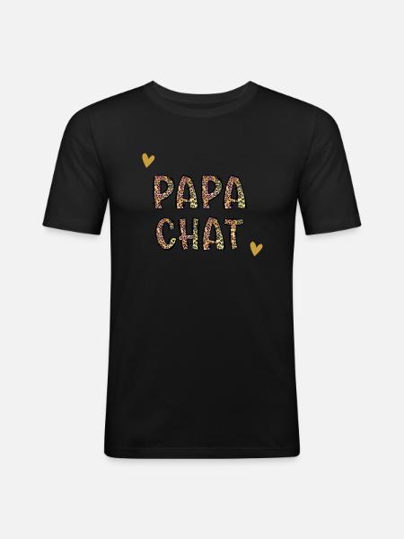papa chat - T-shirt près du corps Homme - noir