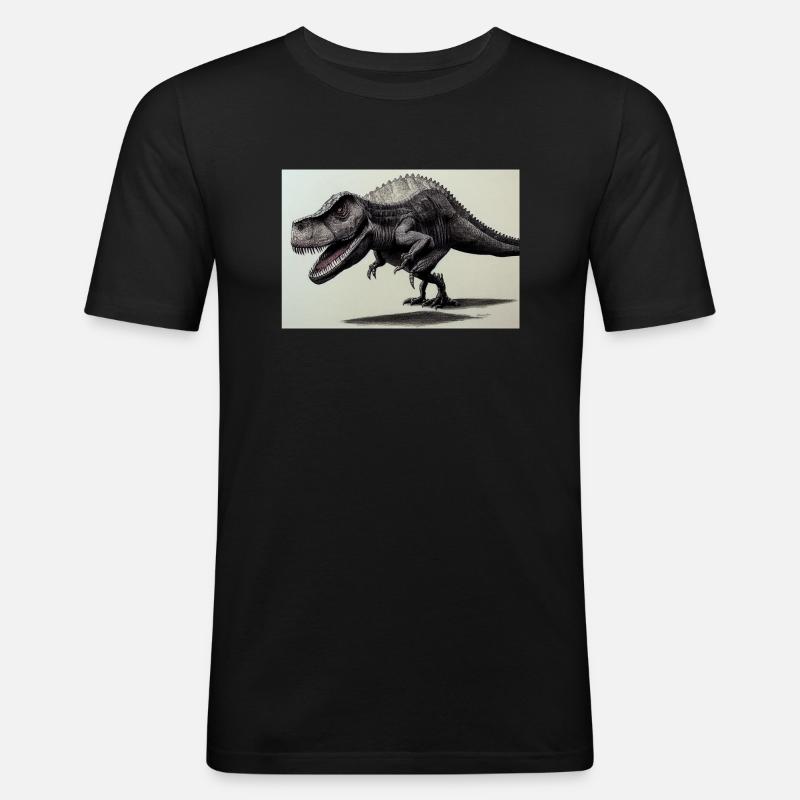 T-Rex - Männer Slim Fit T-Shirt - Schwarz