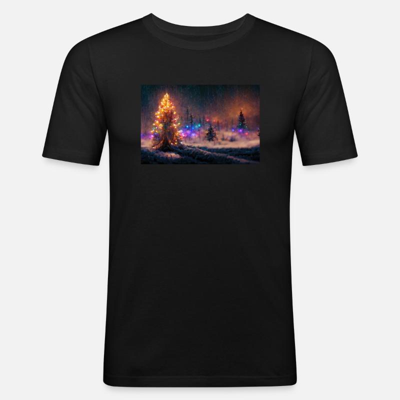 Weihnachten im Schnee - Männer Slim Fit T-Shirt - Schwarz