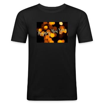 Bonne année ! - T-shirt près du corps Homme - noir - Devant - Nik (191cm)
