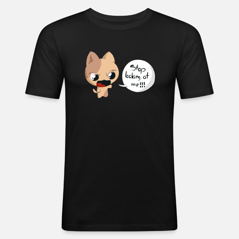 Stop looking ot me!!! - Männer Slim Fit T-Shirt - Schwarz