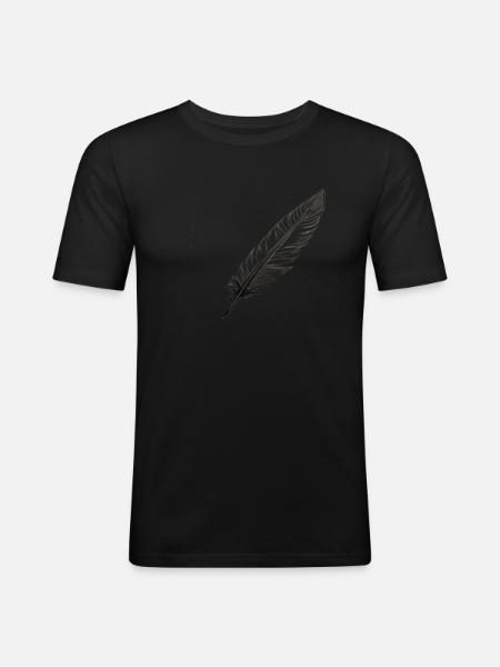 Eine Feder - Männer Slim Fit T-Shirt - Schwarz