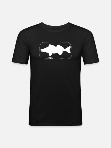 Zander with wobbler - Men's Slim Fit T-Shirt - black