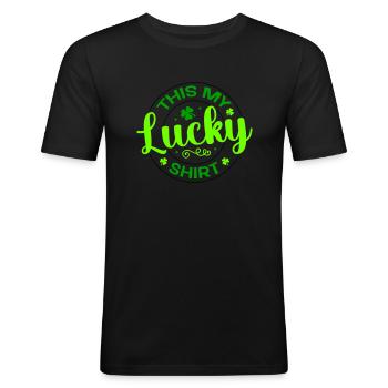 C’est ma chemise porte-bonheur Saint-Patrick - T-shirt près du corps Homme - noir - Devant - Nik (191cm)