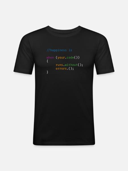 Happiness Code - Männer Slim Fit T-Shirt - Schwarz