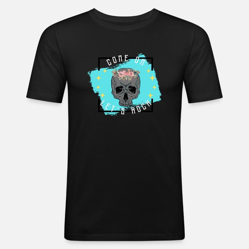 come on let´s rock - Männer Slim Fit T-Shirt - Schwarz