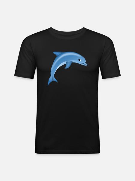 Blue Cute Dolphin - Men's Slim Fit T-Shirt - black