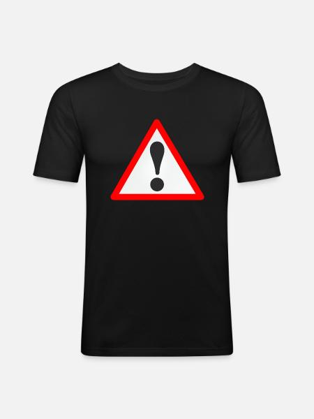 Warnschild/Ausrufezeichen /Warning/Attention - Männer Slim Fit T-Shirt - Schwarz