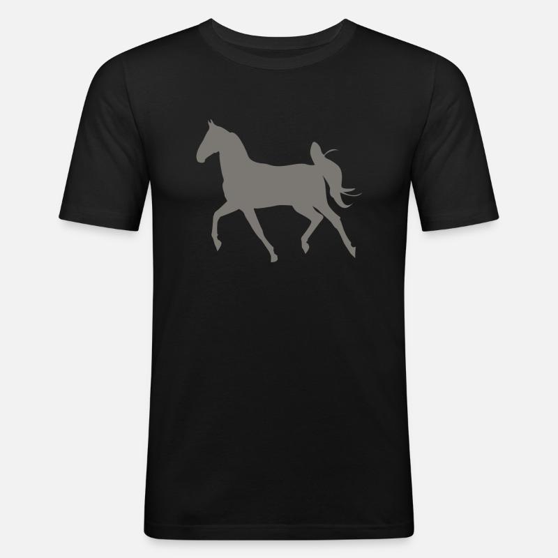 Pferd - Männer Slim Fit T-Shirt - Schwarz
