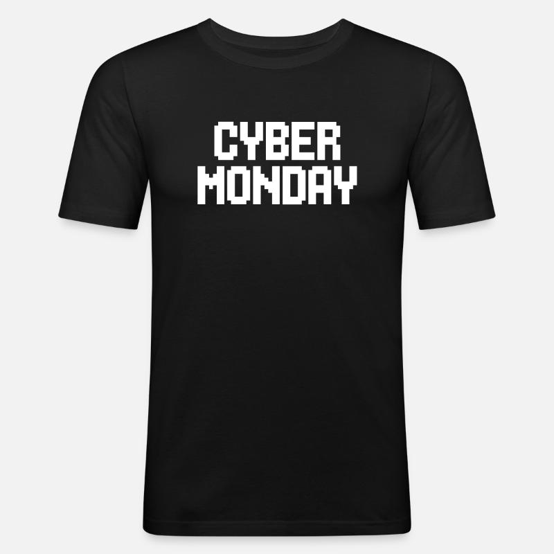 Cyber Monday - Männer Slim Fit T-Shirt - Schwarz