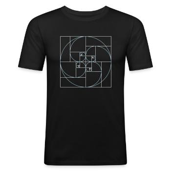 Fibonacci Spirale Goldener Schnitt Geometrie Kreis - Männer Slim Fit T-Shirt - Schwarz - Vorne - Nik (191cm)
