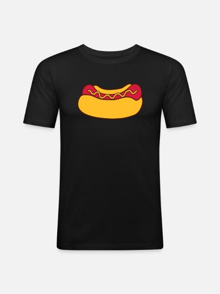 Hot Dog Wurst - Männer Slim Fit T-Shirt - Schwarz