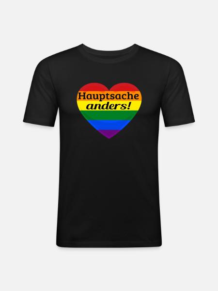 HAUPTSACHE ANDERS! - Männer Slim Fit T-Shirt - Schwarz
