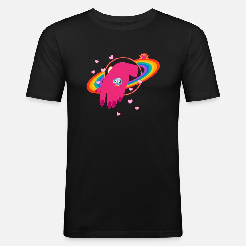 Regenbogen - Diamant - Männer Slim Fit T-Shirt - Schwarz